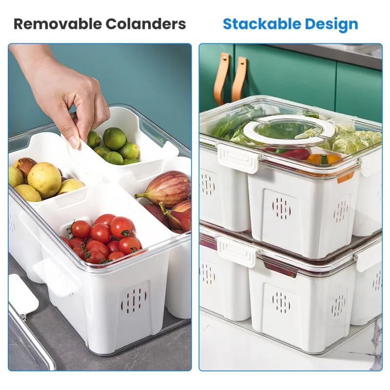 2 pack airtight fruit & vegetable storage containers – 4 compartment food storage organizers 2 pack airtight fruit & vegetable storage containers – 4 compartment food storage organizers