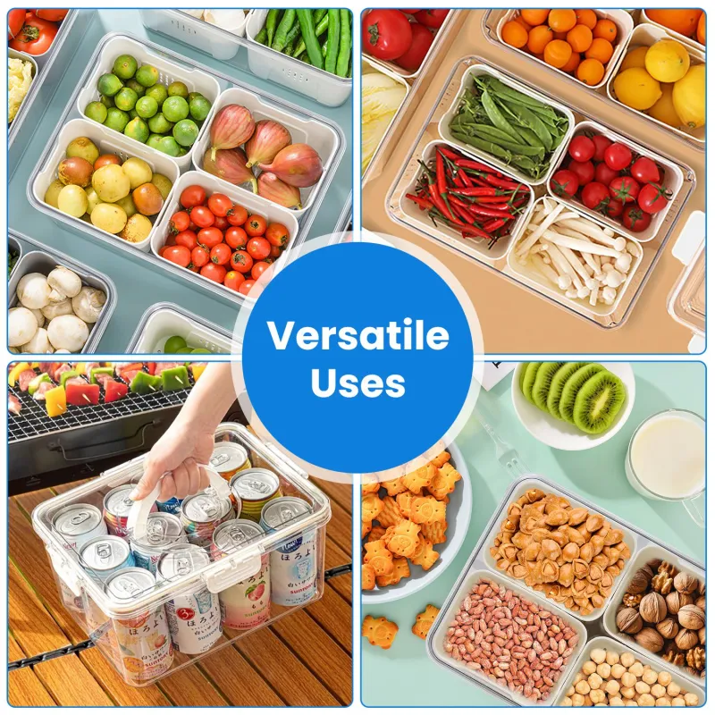 2 pack airtight fruit & vegetable storage containers – 4 compartment food storage organizers 2 pack airtight fruit & vegetable storage containers – 4 compartment food storage organizers