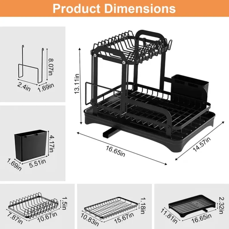2 tier dish drying rack with drainboard – space saving kitchen counter organizer 2 tier dish drying rack with drainboard – space saving kitchen counter organizer