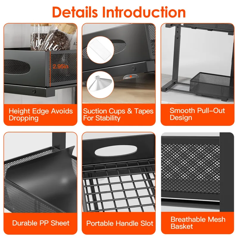 2pcs under sink organizer – 2 tier pull out cabinet storage rack with adjustable height mesh baskets 2pcs under sink organizer – 2 tier pull out cabinet storage rack with adjustable height mesh baskets